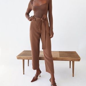 Wilfred tie front pants in Caramelized Walnut